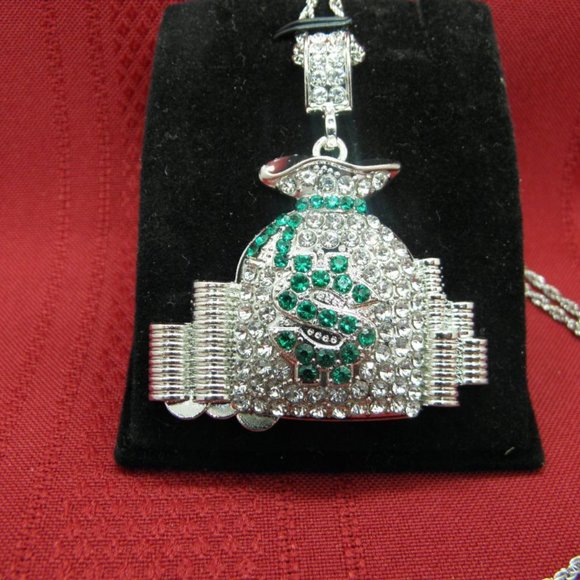 " HOST PICK "Cubic Zircon Money Bag Iced Out Pendant - Picture 8 of 13